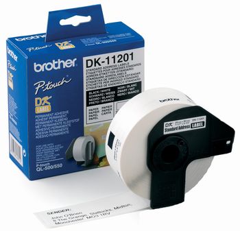 Nhãn Brother DK11201,Black on White ( chữ đen nền trắng), khổ 29mm x 90m