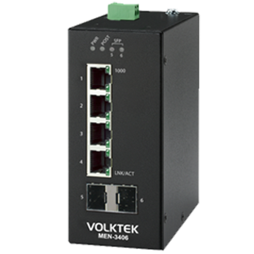 VolkTek MEN-3406 L2 Managed Gigabit Ethernet Access Switch (4 GE + 2 SFP)