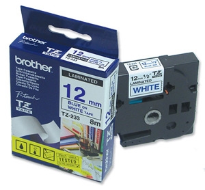nhan brother tz233 blue on white  chu xanh da troi nen trang rong 12mm