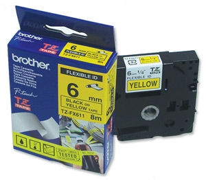 nhan brother tz611 black on yellow  chu den nen vang rong 6mm