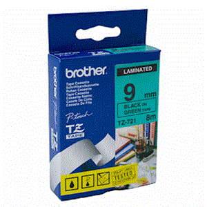 Nhãn Brother Hze-731, Black on Green ( chữ đen nền xanh  lá), rộng 12mm